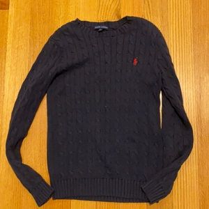 Cable knit polo sweatshirt